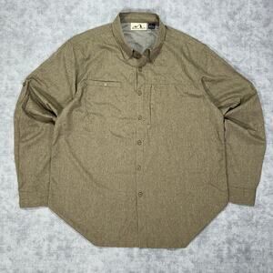 American Outback Cross SPF30 brown outdoors vented fishing snap up mens L